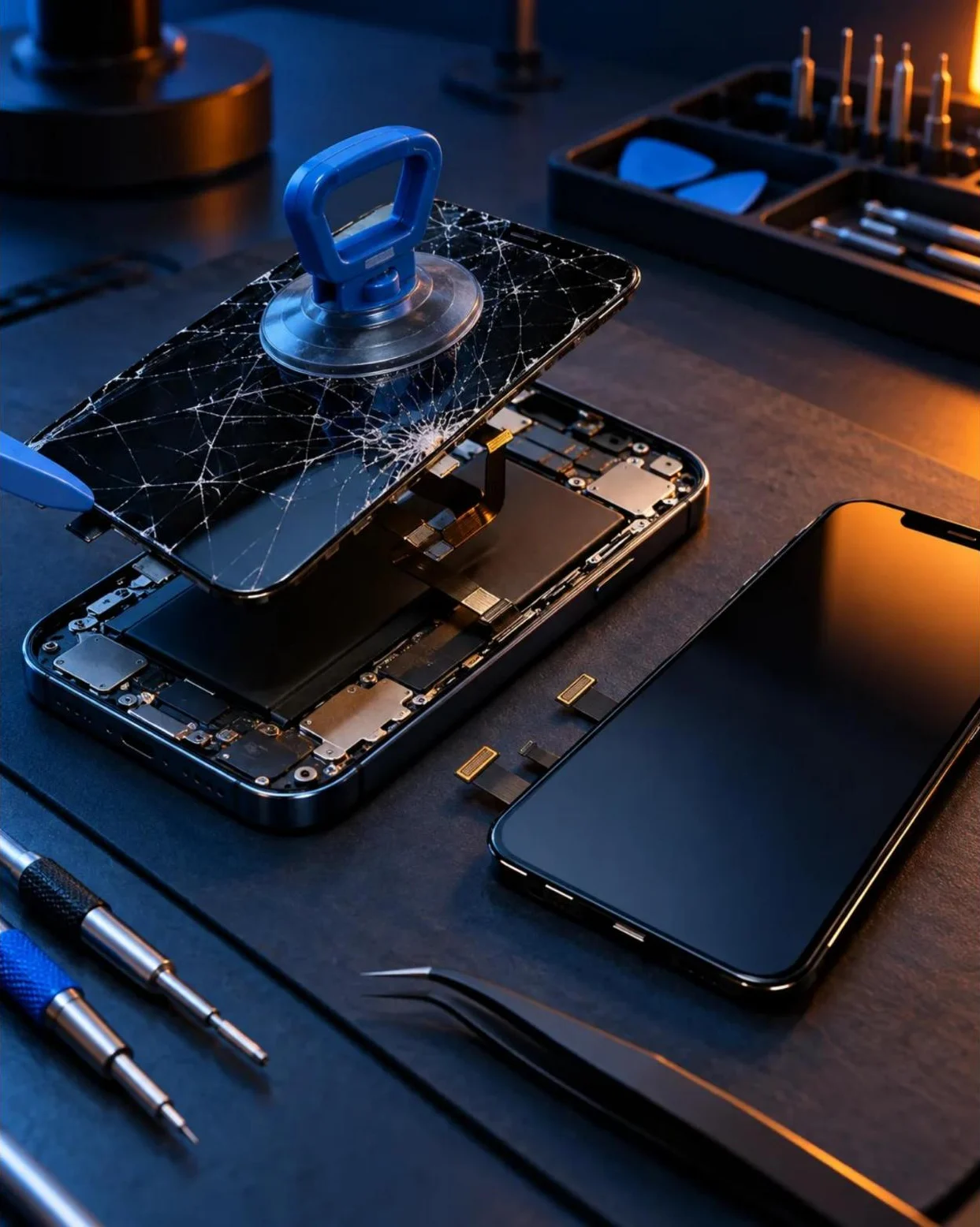 Edge display strip being replaced on a curved smartphone screen